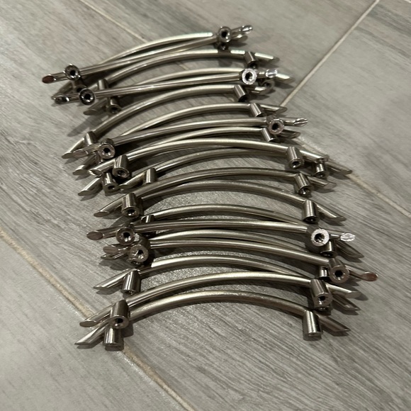 20 hardware handles, drawer pulls, Curved brushed nickel door handles, kitchen - Picture 4 of 9